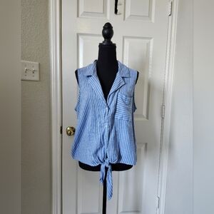 Lulu's Blue Striped Button Down Shirt
